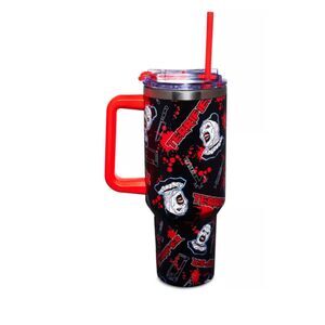 NEW FAST SHIP Terrifier Art The Clown Blood Splatter Travel Tumbler Straw 40 oz